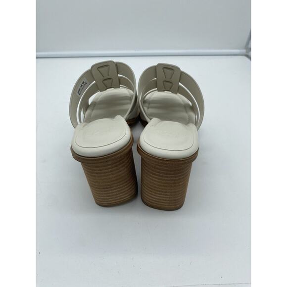 New Marc Fisher LTD Louisa Leather Block Heel Slip On Mules Woven Ivory Size 11M - Picture 5 of 8